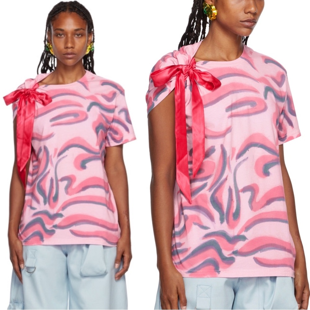 NWT Collina Strada Bow Tee in Pink Zebra Small